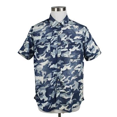 China Breathable Camouflage Printing Short Sleeve Mens Floral Printed Shirts for sale