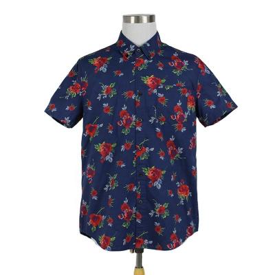 China Fashion Breathable Mens Short Sleeve Shirts Rose Floral Print Shirt for sale