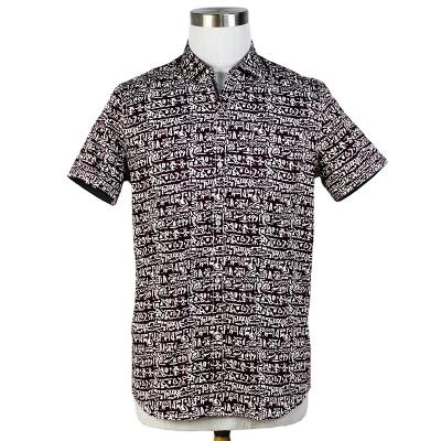 China Breathable Abstract Pattern Round Bottom Printed Casual Shirts Mens Floral Print Short Sleeve Shirt for sale