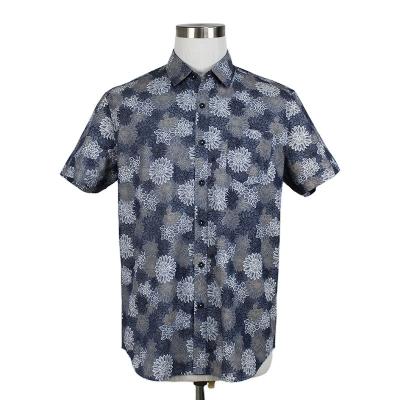China Chrysanthemums Floral Print Breathable Big Beach Wear Short Sleeve Summer Shirts For Men for sale