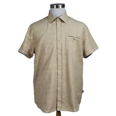 China Factory Price Men's Short Sleeve Cotton Breathable Gold Color Shirts Mens Short Sleeve Canvas Shirt for sale