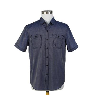China Breathable Fashion Boutique Cotton Mens Casual Plain Denim Shorts Sleeve Shirt for sale