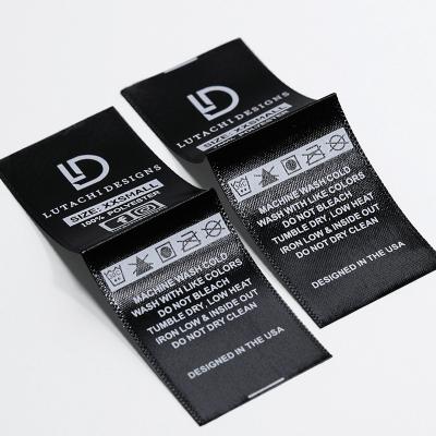 China Washable Factory Wholesale High Quality Custom Black Ribbon Printed Wash Care Clothing Labels For Apparel for sale