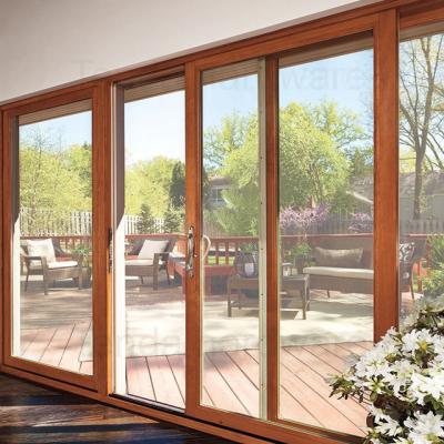 China Aluminum thermal insulation with veneered wooden sliding door for sale