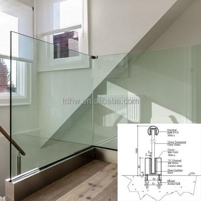 China Clad Shoe Base Cast Stainless Steel U Channel Glass Railings for sale