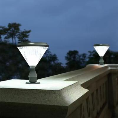 China Solar Yard Garden Led Stone Pillar Light Solar Powered Outdoor Waterproof Decoration And Lighting All In One Lamp for sale