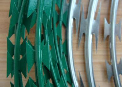 China 0.5mm 2mm Green Razor Wire PVC Coated for sale