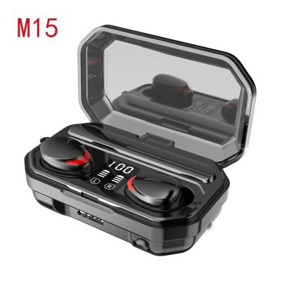 China M15 TWS In-ear Earphone 5.0 Waterproof Wireless Earbuds Sport Sound Gaming Headset Earbuds With MIC LED Charging Box for sale