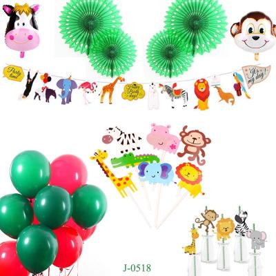 China Party Decoration Jungle Leaves Happy Birthday Decoration Sets Jungle Animals BalloonsJungle Themed Party Supplies for sale