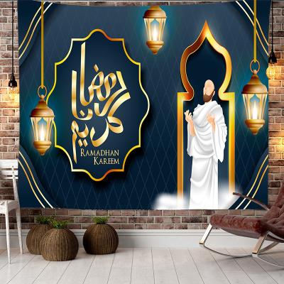 China Muslim Eid Wall Hanging Tapestry Mubarak Photography Backdrops Eid Tapestry Ramadan Festival Decorations Islamism Polyester Background for sale