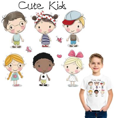 China Cute Cartoon Washable Kids Placed Applique On Clothes Bachelor Transfer Garment DIY Stripe Washable Thermal Iron On Patches T-shirt Sticker for sale