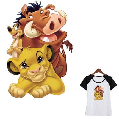 China Washable Lion King Heat Transfer Sticker On Clothes Simba Timon Pumbaa Fashion Thermal Vinyl DIY Patches Easy Copy By Household Iron for sale