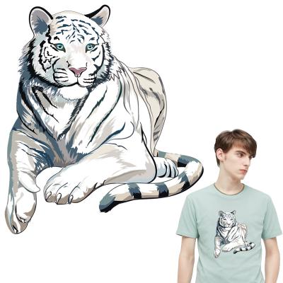 China Large Diy Tiger Heat Transfer Stickers Soft Touch Vinyl Tops Appliqued Fashion Patch Animal Transfer Iron On T Shirt Dresses for sale