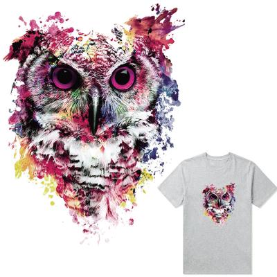 China Fashion Soft Touch Cartoon Owls Sticker Patch Heat Transfer Vinyl Appliqued Diy Thermal Tops Iron On Patch For Man Woman T-shirt for sale