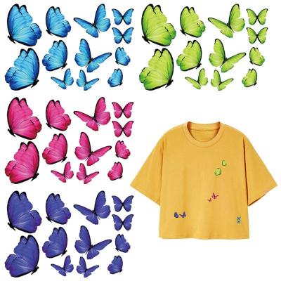 China Small Blue Red Butterfly Washable Transfers For Apparel Vinyl Tops Appliqued Diy Print On Shoes Hat Heat Transfer Ironing Stickers for sale