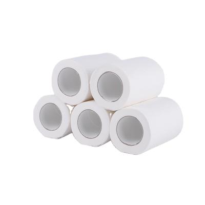 China Hotel QISEN wholesale price custom 4 ply regular white raw pulp hollow roll paper per toilet for sale