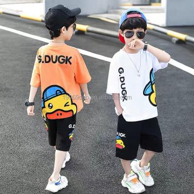 China 2022 High End Men's Casual Cartoon Children's T-shirts Two Logo Men's Clothing Sets for sale