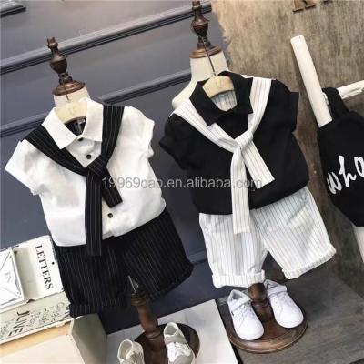 China Summer Casual Kids Infant Clothing Set Boys Sleeve Printed T-shirt Top And Short Shorts 2 Piece Leisure Set for sale