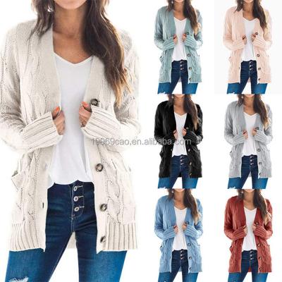 China Wholesale Fashion Anti-wrinkle V-Neck Long Sleeve Button Cardigan Top Knitted Oversized Women's Sweater for sale