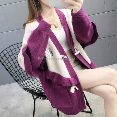 China wholesale Anti-Wrinkle Women's Long Sleeve Cardigan Quality Sweater Argyle Knitted for sale