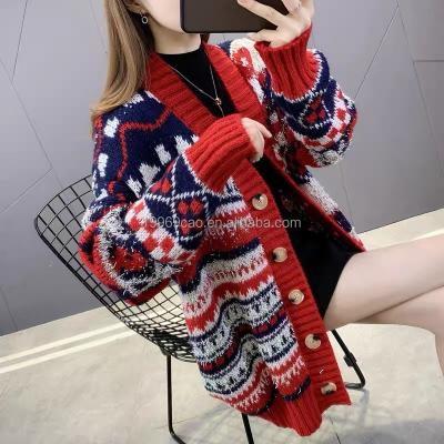 China 2022 Autumn Winter Loose Long Sleeve Knitted Cardigan Anti-wrinkle Female Mink Cashmere Sweater Coat for sale