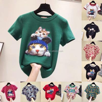 China New T-shirt 2022 QUICK DRY loose short sleeve o-neck casual fashion cartoon printed women's T-shirt wholesale for sale