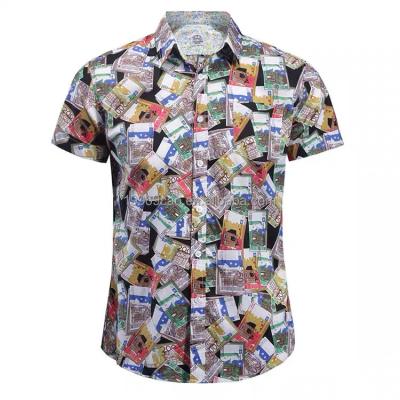 China Wholesale Summer Fashion Anti-pilling Printed Shirts Custom Men's Short Sleeve Flower Printed Casual Men's Shirts for sale