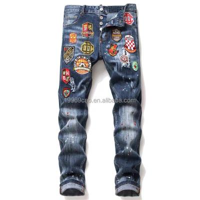 China 2022 new fashion breathable tight light blue jeans tear old men's jeans wholesale for sale