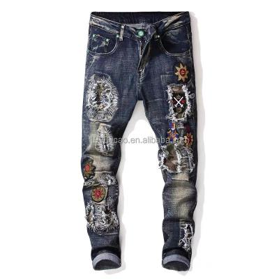 China Factory direct sales men's jeans fashion breathable multicolor jeans elastic tight tie dyed ripped men's jeans for sale