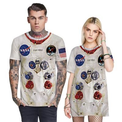 China Hot Selling Anti Wrinkle Anti Wrinkle Couple Short Sleeve Top Spacesuit Digital Printing Mens Fashion T-shirt Custom Sublimation Printing Mens T Shirt for sale