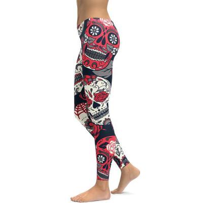 China Soft 92% Polyester 8% Spandex Yoga Waist Butter Sugar Skull Silk Print Brush Milk Women Leggings For Women Digital Custom for sale