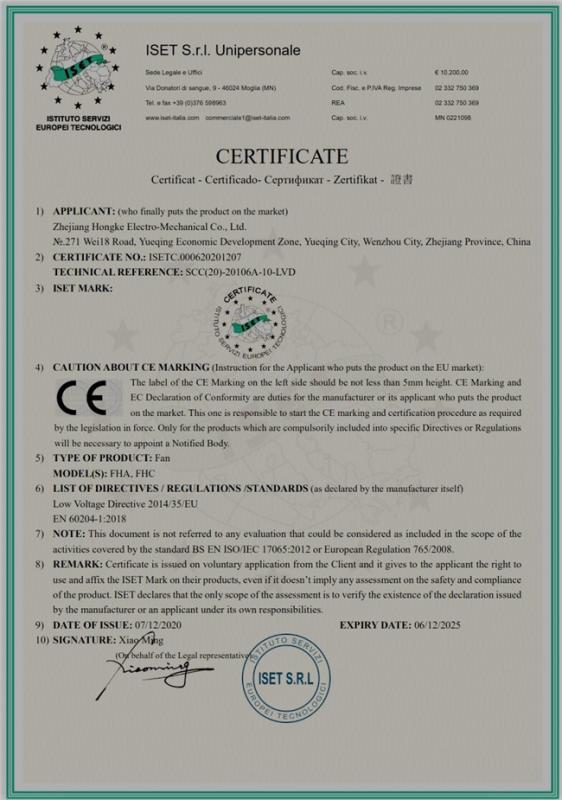 CE - Zhejiang Hongke Electromechanical Co., Ltd.