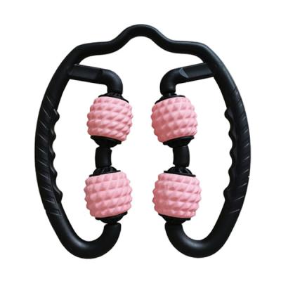 China Custom Ring Clip Leg Calf Massager Foot Muscle Massager Roller Massage Stick with Four Balls for Body Fit for sale