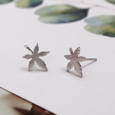 China Hot Popular Selling Fine 925 Silver Maple Leaf And Cute Bird Stud Earrings for sale