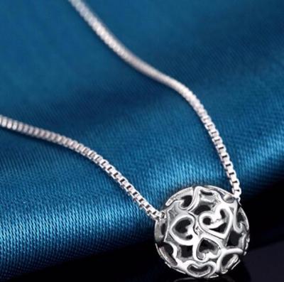 China Wholesale 925 Sterling Silver Necklace Carrier Hollow Ball Pendant Necklace for sale