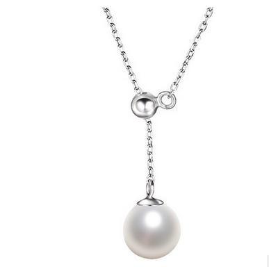 China Latest 925 Sterling Silver Imitation Pearl Lasso Necklace Fashionable Necklace for sale