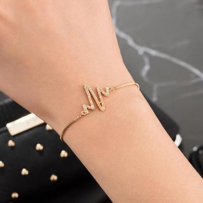 China Hot Selling Fashionable Sterling Silver Heartbeat Bracelet Adjustable String Bracelet for sale