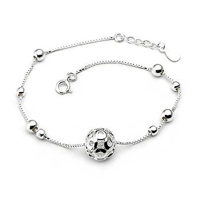 China 925 Sterling Silver Ball Charm Bracelet, Silver Chain Bracelet for sale