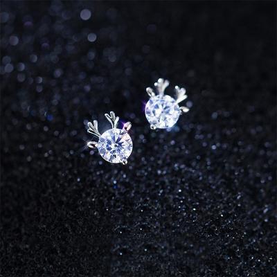 China ALLOY Christmas Wholesale Deer Stud Earrings Zircon Key Earrings for sale