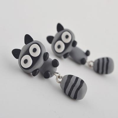 China CLASSIC cartoon animal earrings wholesale, handmade polymer clay earrings the gray bear for sale