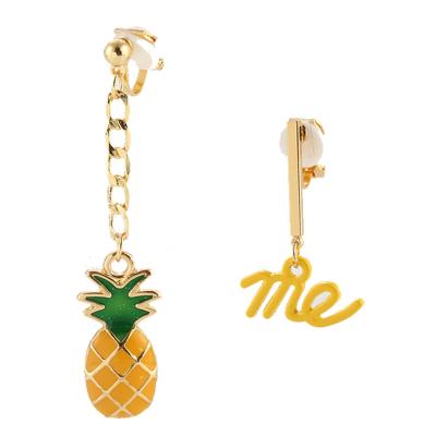 China New Fashionable Alloy Oil Drip Earrings Fruit Pineapple Cheap Cute Candy Cane Earrings for sale