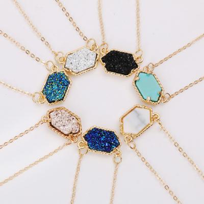 China European and American Popular Hot Selling Diamond Shaped Natural Stone Necklace for Women for sale