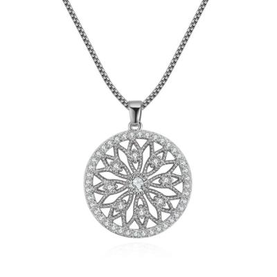 China Popular European and American fashion hollowed out pendant with zircon necklace for sale