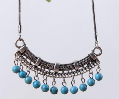 China Latest Design Retro Retro Turquoise Silver Tibet Necklace , Bead Necklaces for sale