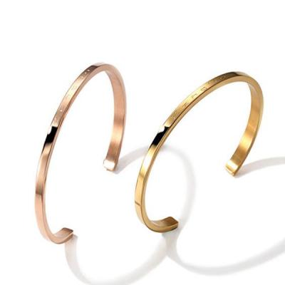 China Fashionable Women And Men Rose Gold Plated Smooth Alloy Buckle Bracelet Bangle for sale