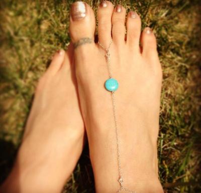 China Silver Turquoise Foot Bracelet Anklet Beach Anklet Foot Jewelry for sale