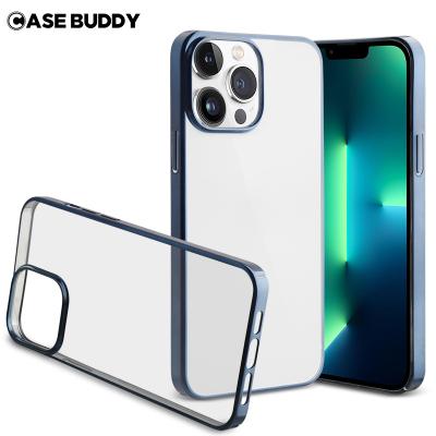 China CaseBuddy Shockproof Hot Selling PC Frame Hard Plated PC Phone Electroplating Case for iPhone 14 13 12 11 pro max for sale