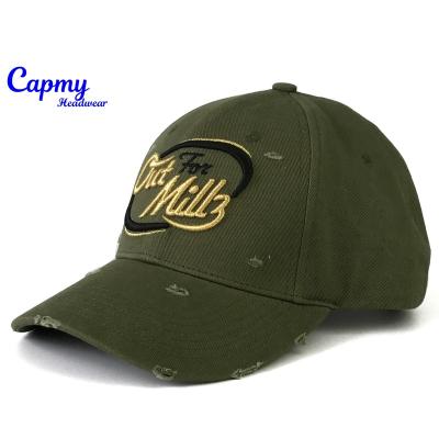 China COMMON Flat Baseball Cap Embroidered Distressed and Worn Distressed Baseball Cap with Patch, Custom Baseball Cap Patch for sale