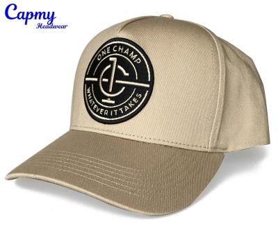 China 5 Panel Style Embroidery Patch Badge Logo Sports COMMON Tan Sports Baseball Caps for sale