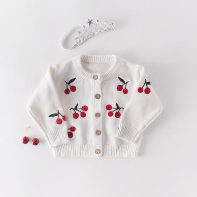 China Sweet Coat Jumper Berry Romper Skirt Cherry Embroidered Long Sleeve Jacket Lovely Leisure Toddler Infant Clothes Wholesale Babies for sale